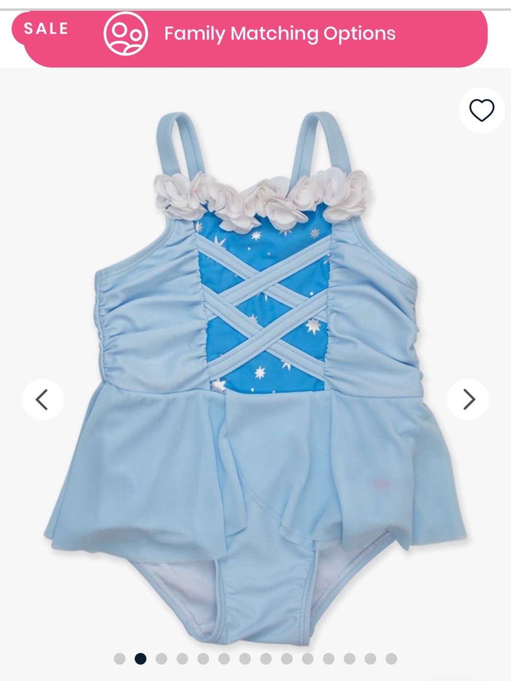 Girls' Light Blue Floral-Trim Crisscross One-Piece Swimsuit